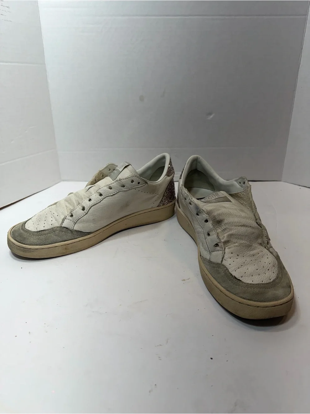 Golden Goose White Sneakers with Silver Glitter size 39(8.5US) no laces - Picture 6 of 10